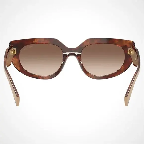 NEW PRADA Sunglasses Brown Tortoise Caramel Gold Symbole Oval Cat Eye Womens - Picture 4 of 6